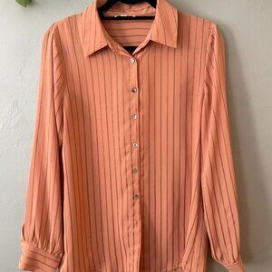 Salmon Long Sleeve Striped Button Down